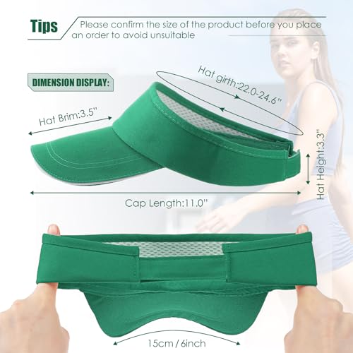 Bonuci 24 Pcs Visor Bulk for Women Sun Hat Visors for Men Tennis - color: Green