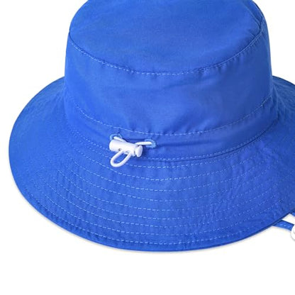 Baby Toddler Sun Hat,Kids Summer UPF 50+ Foldable Beach Bucket Hat for Boys Girls Children - color: Grey & Blue 2pcs, size: 6-24 Months