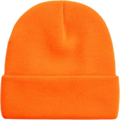 Rosoz Beanie for Men Women Cuffed Knit Hat Winter Beanies Skull Cap Unisex - color: Orange