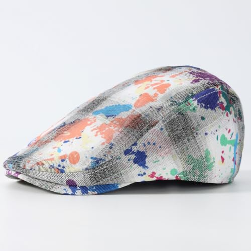 Quanhaigou Men's Cotton Flat Ivy Gatsby Newsboy Driving Hat Adjustable Irish Cabbie Ivy Driving Hunting Cap - color: Graffiti