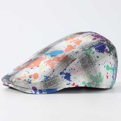 Quanhaigou Men's Cotton Flat Ivy Gatsby Newsboy Driving Hat Adjustable Irish Cabbie Ivy Driving Hunting Cap - color: Graffiti
