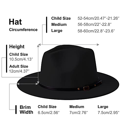 Wide Brim Fedora Hats for Women Men Two Tone Dress Hat Felt Panama Hat in Two Audlt Size - color: Black&blue, size: Small-Medium