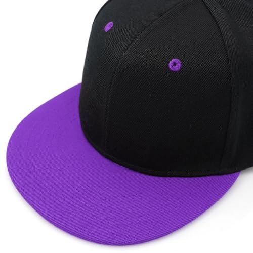 Snapback Hat Flat Bill Visor Hats Adjustable Hip Hop Baseball Cap for Women Men - color: Black Purple