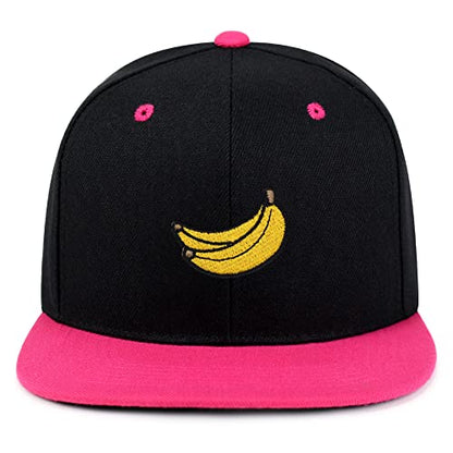 JPAK Banana Fruit Hip-Hop Snapback Hat Embroidered Baseball Cap Monkey - color: 21. Black/Pink