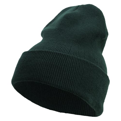 e4Hats.com 12 inch Cuffed Knit Long Beanie - color: Spruce