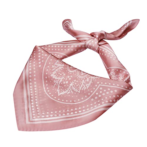 VANLINKER 27.5 Inches Silk Head Scarf for Women Men Vintage Bandanas Satin Hair Scarf Silk Wrap Neck Square Scarves VL9549 - color: C10 Light Pink