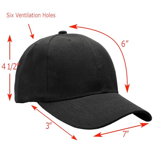 Falari Wholesale Bulk Lot 12-Pack Baseball Cap Adjustable Size Plain Blank Solid Color - color: Black
