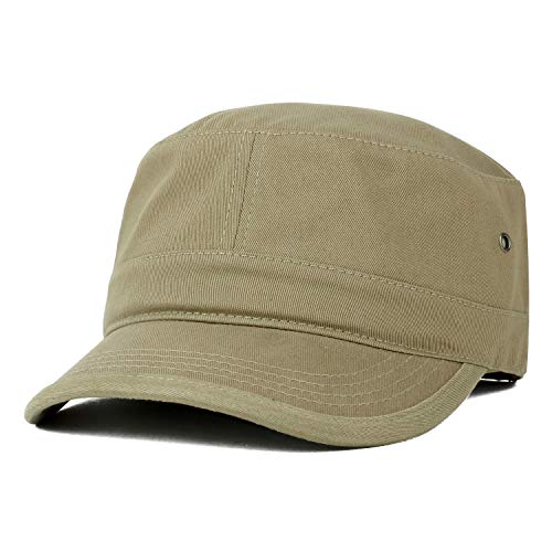 Trendy Apparel Shop Oversize XXL Flat Top Style Army Cap - color: Khaki