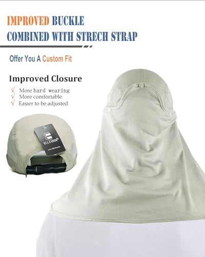 Outdoor Sun Hat for Men Women UPF 50+ Fishing UV Hat with Neck Flap Face Cover for Sun Protection - color: Khaki
