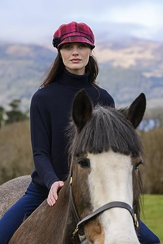 Newsboy Hat for Women's Cap 8 Panel Wool Made in Ireland - color: Red Plaid