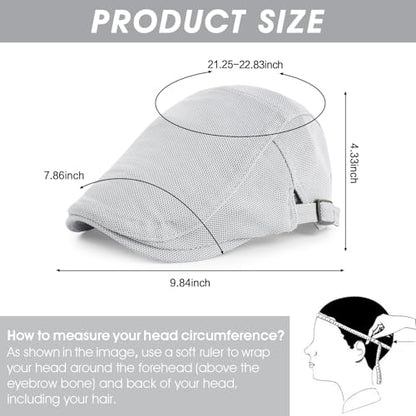 3Pcs Cotton Newsboy Hat for Men Cool Adjustable Flat Cap - color: Wy1-black+lightgrey+white