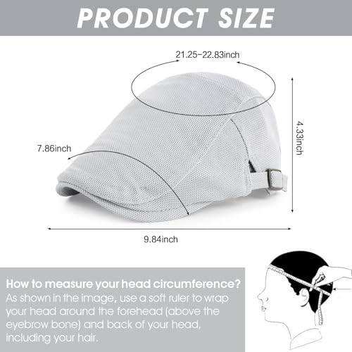 3Pcs Cotton Newsboy Hat for Men Cool Adjustable Flat Cap - color: Wy1-black+lightgrey+white