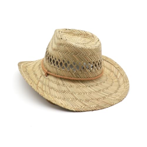 Straw Cowgirl Hat for Women Cowboy Hats for Men Wide Brim Sun Hat Shapeable Western Hat Beach Hat - color: Nature