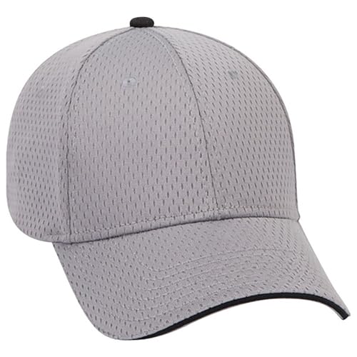 Ashen Fane 6 Panel Polyester Pro Mesh Low Profile Baseball Cap - color: Sandwich - Gry Gry Blk