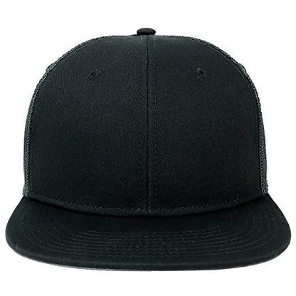 Armycrew Oversize XXL Blank Flatbill Mesh Snapback Cap - color: Black