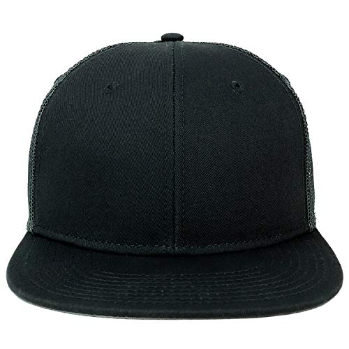Armycrew Oversize XXL Blank Flatbill Mesh Snapback Cap - color: Black
