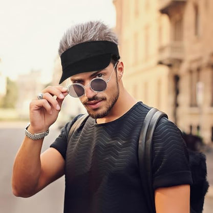 Adjustable Sun Visor Hat with Wig Spiked Hairs Fashion Baseball Golf Cap for Men & Women - color: Black+brown Hair