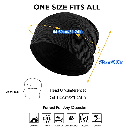 WTACTFUL Cooling Breathable Skull Cap Men Women, Sweat Wicking 1-2-4 Pack - color: #Black + Black