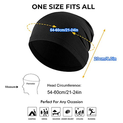 WTACTFUL Cooling Breathable Skull Cap Men Women, Sweat Wicking 1-2-4 Pack - color: #Black + Black