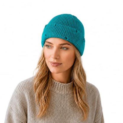 Unisex Warm Knit Skull Cap Hip-hop Slouchy Ripped Knitted Hat - color: Light Blue