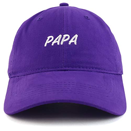 Trendy Apparel Shop Papa Embroidered Soft Crown 100% Brushed Cotton Cap - color: Purple