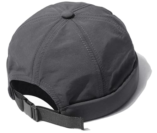 XYIYI Men Quick Dry Docker Cap Breathable Brimless Cap Rolled Cuff Retro Sailor Beanie Hat - color: Grey2