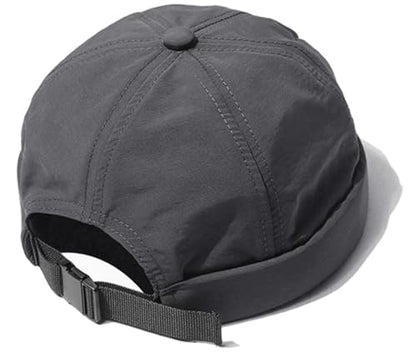 XYIYI Men Quick Dry Docker Cap Breathable Brimless Cap Rolled Cuff Retro Sailor Beanie Hat - color: Grey2