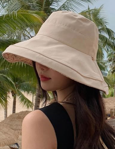 FaroDor Women's Reversible Bucket Hat UV Protection Packable Travel Cap Wide Brim Sun Hats 2026 - color: 6beige