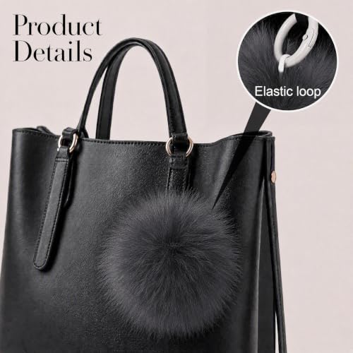 Fzxdfg 6Pieces Faux Furry Pom Pom Ball with Elastic Loop DIY Faux Fur Fluffy Ball for Hats Bags Key Chains Accessories 3.9inch/10CM (Dark Gray) - color: Dark Gray