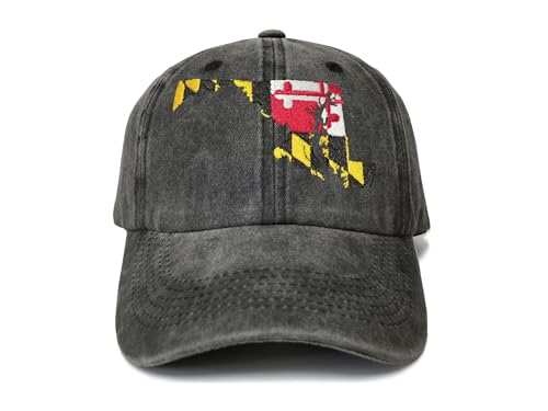 America State City Flag Hats - color: Maryland Flag (Washed Black)