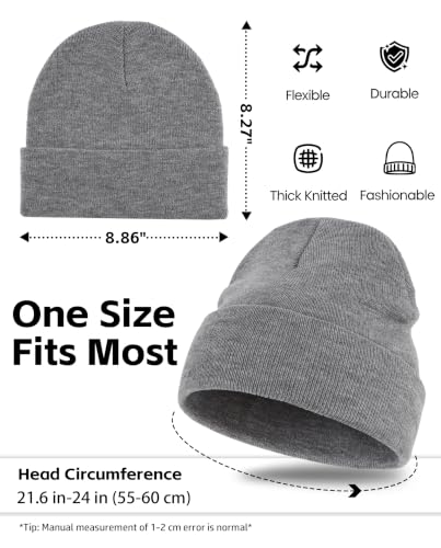 Connectyle Men's Cuffed Beanie Hat Double Layer Knit Winter Watch Cap - color: Light Grey