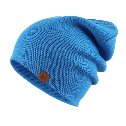 Home Prefer Mens Winter Hats Acrylic Knit Cuff Beanie Cap Warm Womens Beanie Hat - color: Sea Blue