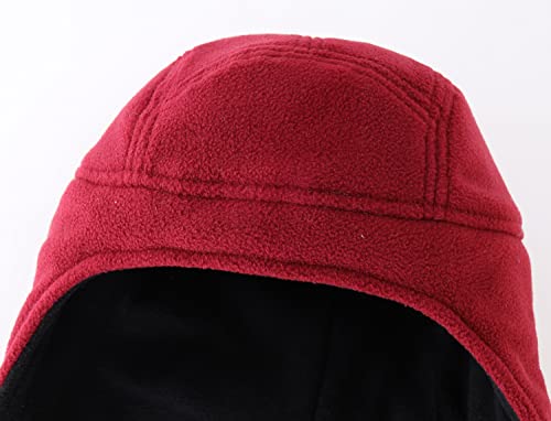 Home Prefer Mens Womens Warm Fleece Beanie Earflap Winter Hat Outdoor Winter Cap - color: Wine Red