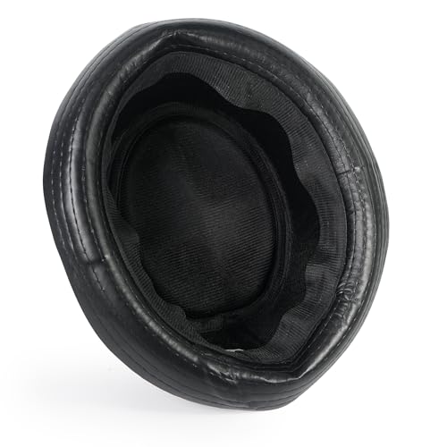Luwint Cute Fedora Hat - Lightweight Breathable Mesh Crushable Roll Up Short Brim Bowler Derby Cap - color: Pu-black