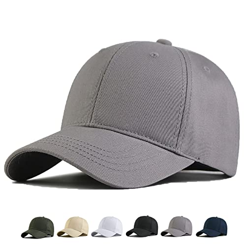 Oversize Baseball Cap XXL Big Head Hats for Men Large Head Hats Dad Hat Adjustable 23.6"-26.8" - color: Gray