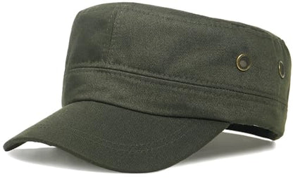 Unisex Classic Cadet Army Hat Flat Top Baseball Cap Military Hats - color: Green
