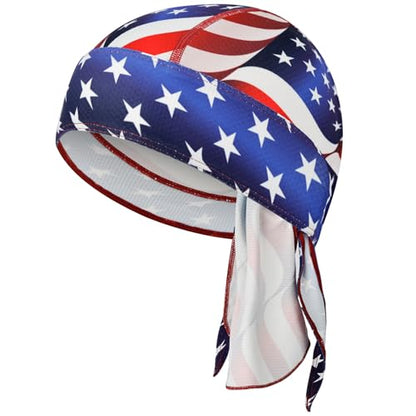 YANIKY Bandanas Skull Caps for Men, Women Skull Cap Helmet Liner Dew Rags - color: Colorful American Flag