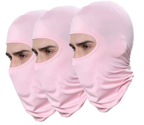 Pack of 3 Ski Mask Bandana Face Hat for Outdoor Airsoft Motorcycle Hood Helmet Balaclavas Headwear - color: Pink