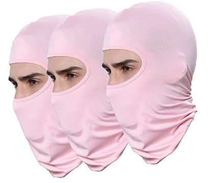 Pack of 3 Ski Mask Bandana Face Hat for Outdoor Airsoft Motorcycle Hood Helmet Balaclavas Headwear - color: Pink
