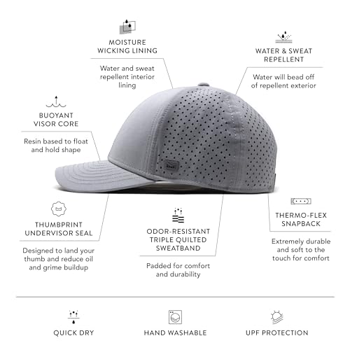 melin A-Game Hydro, Men’s Performance Snapback Hat - color: Heather Grey, size: Medium-Large