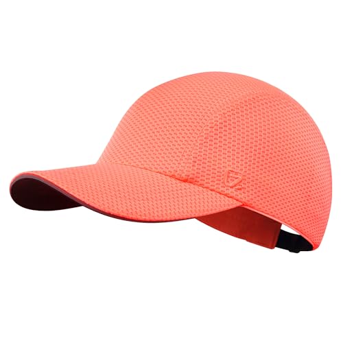 GADIEMKENSD Women's Race Day Running Cap Performance Mesh Hat - Excellent Ventilation, Lightweight, Reflective Safety - color: Pink Orange