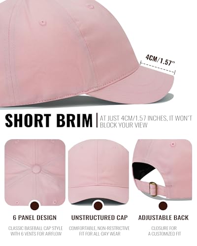 Croogo Short Brim Baseball Cap Unstructured Cotton Dad Hats Work&Outdoor - color: Pink