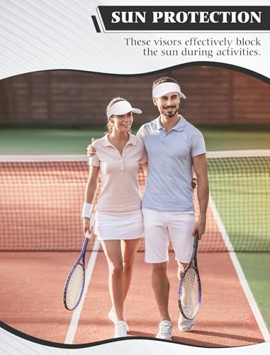 12 Pack Sun Visor Hats Softball Adjustable Cap Sun Protection for Women Men - color: White