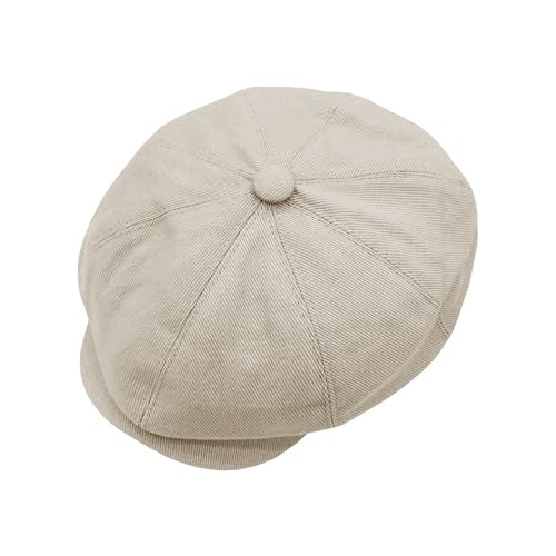 Newsboy Hats for Men Flat Cap Cotton Caps for Men Classic 8 Panel Ivy Hat Driver Cap for Women (Cotton, Denim) - color: Beige