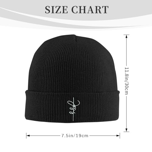 Black Beanie Hat for Men Women Embroidered Knit Winter Beanies Cap - color: Christian