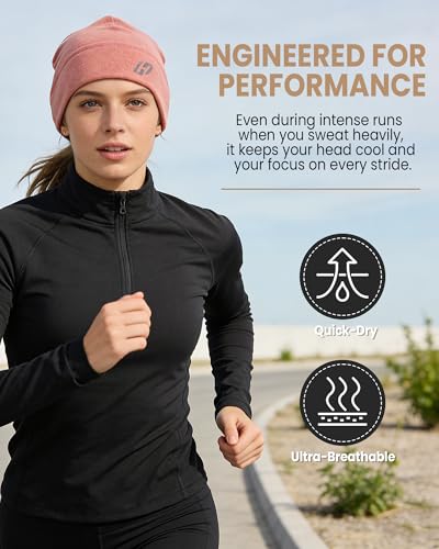HASAGEI Thermal Running Hat - Men's Skull Cap Cycling Cap Under Helmet for Winter - color: Pink