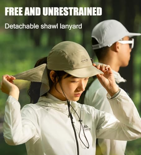 AONIJIE Wide Brim Sun Hat with Face Cover & Neck Flap for Men Women, Fishing Hats UPF 50+ UV Sun Protection - color: A#white