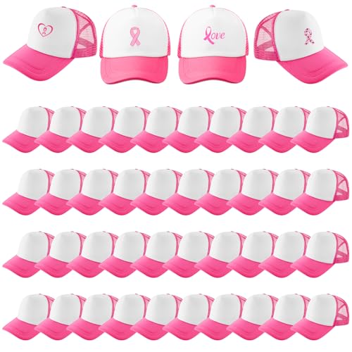 Hercicy 40 Pack Blank Trucker Hat Bulk - color: Rose Red