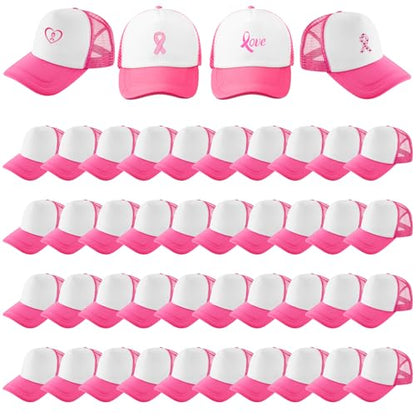Hercicy 40 Pack Blank Trucker Hat Bulk - color: Rose Red