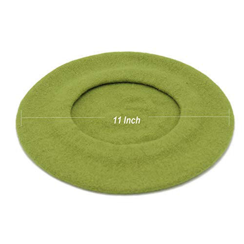 Wheebo Wool Beret Hat,Solid Color French Style Winter Warm Cap for Women Girls Lady - color: Green